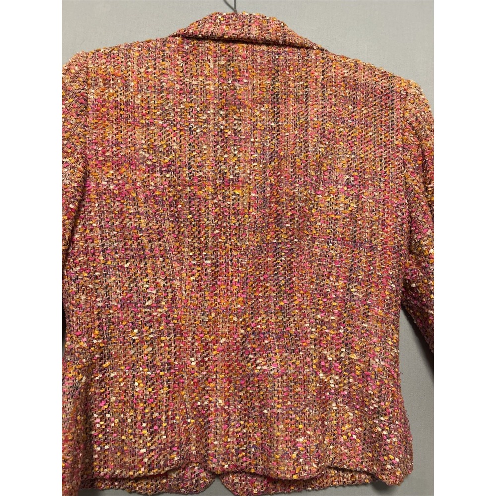 Vintage Althuser Womans 100% Silk Button Up ‎ Tweed Blazer Lined Pink Size 2 - Picture 12 of 16
